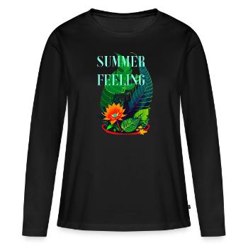 SENSATION D’ÉTÉ - T-shirt manches longues Premium bio Femme - noir - Devant - Julia (174cm)