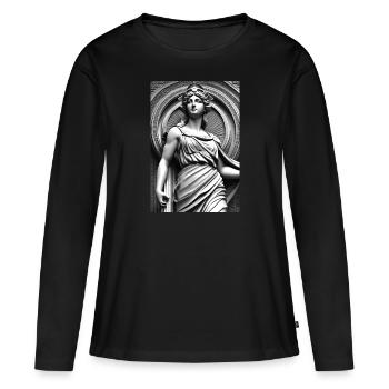 Héra - T-shirt manches longues Premium bio Femme - noir - Devant - Julia (174cm)