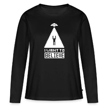 Außerordentlich - Frauen Premium Bio Langarmshirt - Schwarz - Vorne - Julia (174cm)