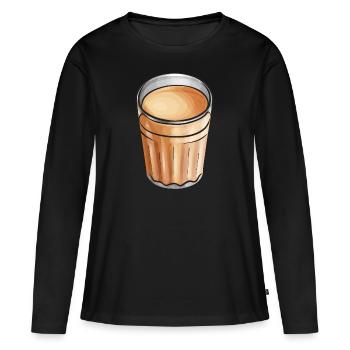 Thé Chai Masala Chai - T-shirt manches longues Premium bio Femme - noir - Devant - Julia (174cm)
