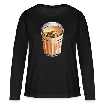 Thé Chai Masala Chai - T-shirt manches longues Premium bio Femme - noir - Devant - Julia (174cm)