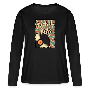 Zurück ins Jahr 1978 – Retro-Vinyl-Klassiker - Frauen Premium Bio Langarmshirt - Schwarz - Vorne - Julia (174cm)