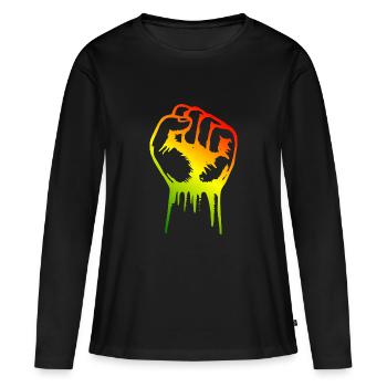 Poing reggae - T-shirt manches longues Premium bio Femme - noir - Devant - Julia (174cm)