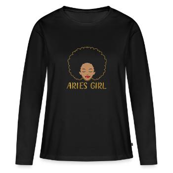 Sternzeichen Widder - Frauen Premium Bio Langarmshirt - Schwarz - Vorne - Julia (174cm)