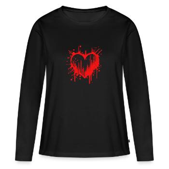 heart - Frauen Premium Bio Langarmshirt - Schwarz - Vorne - Julia (174cm)