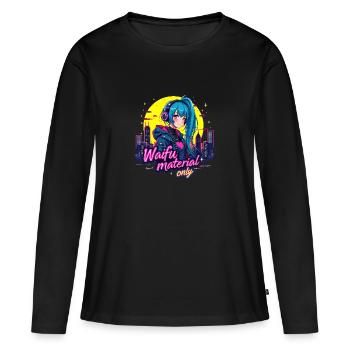 WAIFU MATERIAL ONLY - VAPORWAVE GAMERGIRL - Frauen Premium Bio Langarmshirt - Schwarz - Vorne - Julia (174cm)