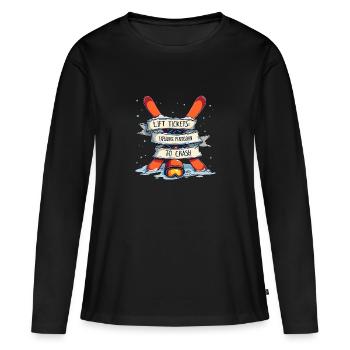 Billets de remontées mécaniques – ski et plaisir sur les pistes - T-shirt manches longues Premium bio Femme - noir - Devant - Julia (174cm)