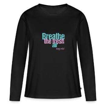 Respirez l’air frais, restez sauvage - T-shirt manches longues Premium bio Femme - noir - Devant - Julia (174cm)