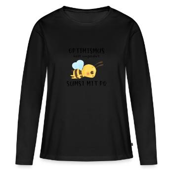 Biene Optimismus Sumsi mit Po - Frauen Premium Bio Langarmshirt - Schwarz - Vorne - Julia (174cm)
