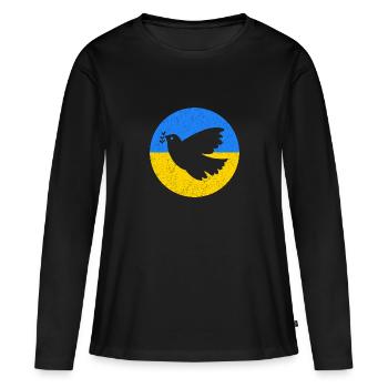 Friedenstaube Ukraine - Frauen Premium Bio Langarmshirt - Schwarz - Vorne - Julia (174cm)