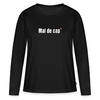 OBV – Mal de cap - T-shirt manches longues Premium bio Femme - noir - Devant - Julia (174cm)