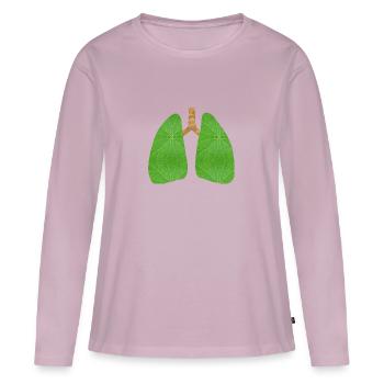 Green lung - T-shirt manches longues Premium bio Femme - rose poudré - Devant - Julia (174cm)