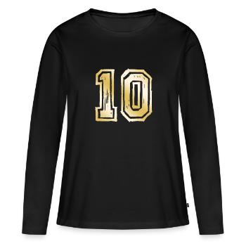 10 nombre d’or - T-shirt manches longues Premium bio Femme - noir - Devant - Julia (174cm)