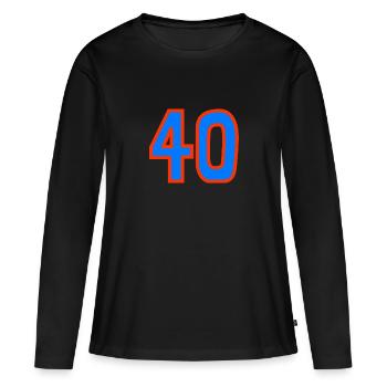 40. 40 JAHRE. 40-JÄHRIGES JUBILÄUM. 40-JÄHRIGES JUBILÄUM. - Frauen Premium Bio Langarmshirt - Schwarz - Vorne - Julia (174cm)