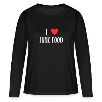 i love junk food - T-shirt manches longues Premium bio Femme - noir - Devant - Julia (174cm)