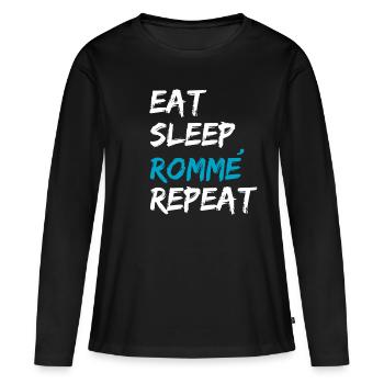 Rommè Rommee cadeau double tête Rummikub Rummy - T-shirt manches longues Premium bio Femme - noir - Devant - Julia (174cm)