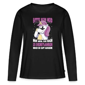 25 Jahre Im Dienst 25 Jähriges Dienstjubiläum - Frauen Premium Bio Langarmshirt - Schwarz - Vorne - Julia (174cm)