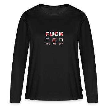 BAISE ME rouge / blanc - T-shirt manches longues Premium bio Femme - noir - Devant - Julia (174cm)
