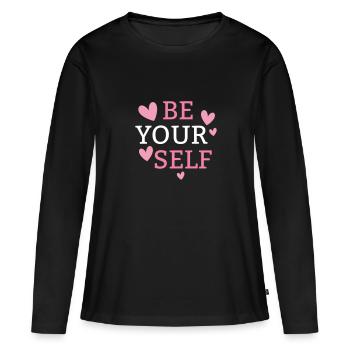 Soyez vous-même - T-shirt manches longues Premium bio Femme - noir - Devant - Julia (174cm)