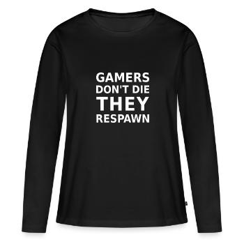 Gamers Don't Die They Respawn - Frauen Premium Bio Langarmshirt - Schwarz - Vorne - Julia (174cm)