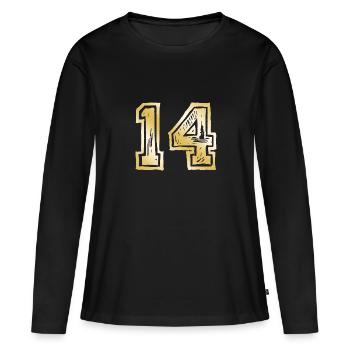14 Nombre d’or - T-shirt manches longues Premium bio Femme - noir - Devant - Julia (174cm)
