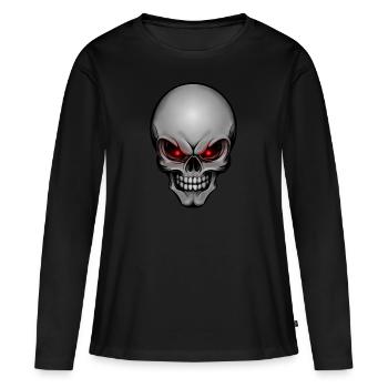 Totenschädel 004 - Frauen Premium Bio Langarmshirt - Schwarz - Vorne - Julia (174cm)
