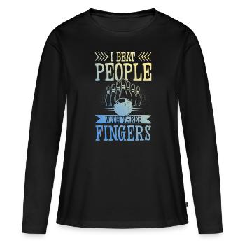 Bowling drôle de dicton - T-shirt manches longues Premium bio Femme - noir - Devant - Julia (174cm)