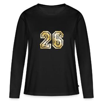 26 Nombre d’or - T-shirt manches longues Premium bio Femme - noir - Devant - Julia (174cm)