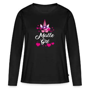 Malle Party Licorne / Mallorca licorne fille chemise - T-shirt manches longues Premium bio Femme - noir - Devant - Julia (174cm)