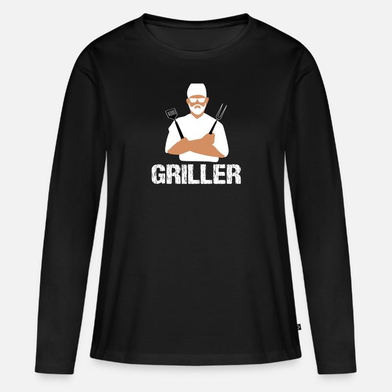 BBQ - Frauen Premium Bio Langarmshirt - Schwarz