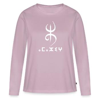 Amazigh Signe Berbères Tifinagh - T-shirt manches longues Premium bio Femme - rose poudré - Devant - Julia (174cm)