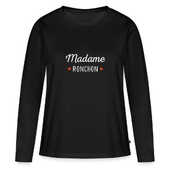 Madame ronchon - T-shirt manches longues Premium bio Femme - noir - Devant - Julia (174cm)