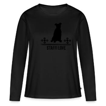 Staffi Stafford Staffordshire - T-shirt manches longues Premium bio Femme - noir - Devant - Julia (174cm)