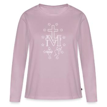 Miraculous Medal (Medal of the Immaculate Conception) - Women's Premium Organic Long Sleeve Shirt - dusky pink - Front - Julia (174cm)