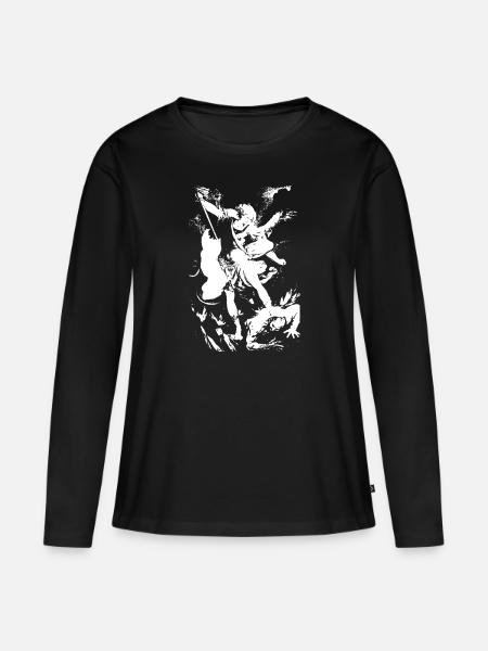 Heiliger Michael der Erzengel - Frauen Premium Bio Langarmshirt - Schwarz