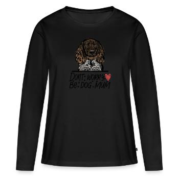 Kleiner Münsterländer - Frauen Premium Bio Langarmshirt - Schwarz - Vorne - Julia (174cm)