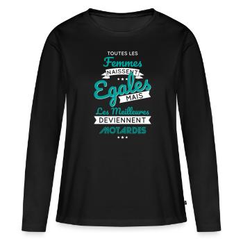 Femmes égales meilleures deviennent motardes - T-shirt manches longues Premium bio Femme - noir - Devant - Julia (174cm)