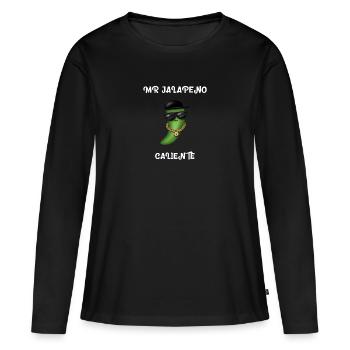 Jalapeno pepperoni chili chili pepper cadeau - T-shirt manches longues Premium bio Femme - noir - Devant - Julia (174cm)