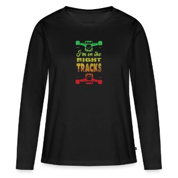Skateboard skateboard skateboard skate - T-shirt manches longues Premium bio Femme - noir - Devant - Julia (174cm)