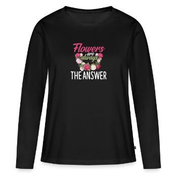 Fleuriste fleuriste bouquet de fleurs - T-shirt manches longues Premium bio Femme - noir - Devant - Julia (174cm)