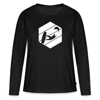 Kitesurf Femmes Kitesurf Kitesurf Kitesurf Kitesurf - T-shirt manches longues Premium bio Femme - noir - Devant - Julia (174cm)