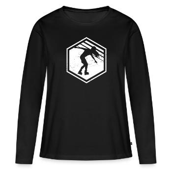 Rollerskate Femme Patin à roulettes Hommes Roller Skate - T-shirt manches longues Premium bio Femme - noir - Devant - Julia (174cm)