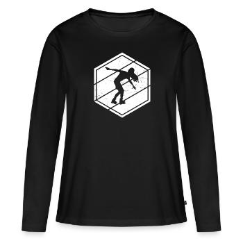 Rollerskate Patin à roulettes Patin à roulettes masculin - T-shirt manches longues Premium bio Femme - noir - Devant - Julia (174cm)