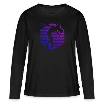 Rollerskate Rollschuhlaufen Rollschuh Damen - Frauen Premium Bio Langarmshirt - Schwarz - Vorne - Julia (174cm)