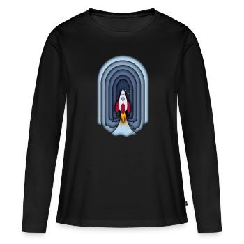 Rocket dans l’optique découpée en papier - T-shirt manches longues Premium bio Femme - noir - Devant - Julia (174cm)