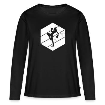 Kickboxing Kickboxing Hommes - T-shirt manches longues Premium bio Femme - noir - Devant - Julia (174cm)