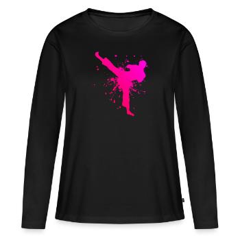 Boxe Kickboxing Hommes Kickboxing Kickboxing - T-shirt manches longues Premium bio Femme - noir - Devant - Julia (174cm)