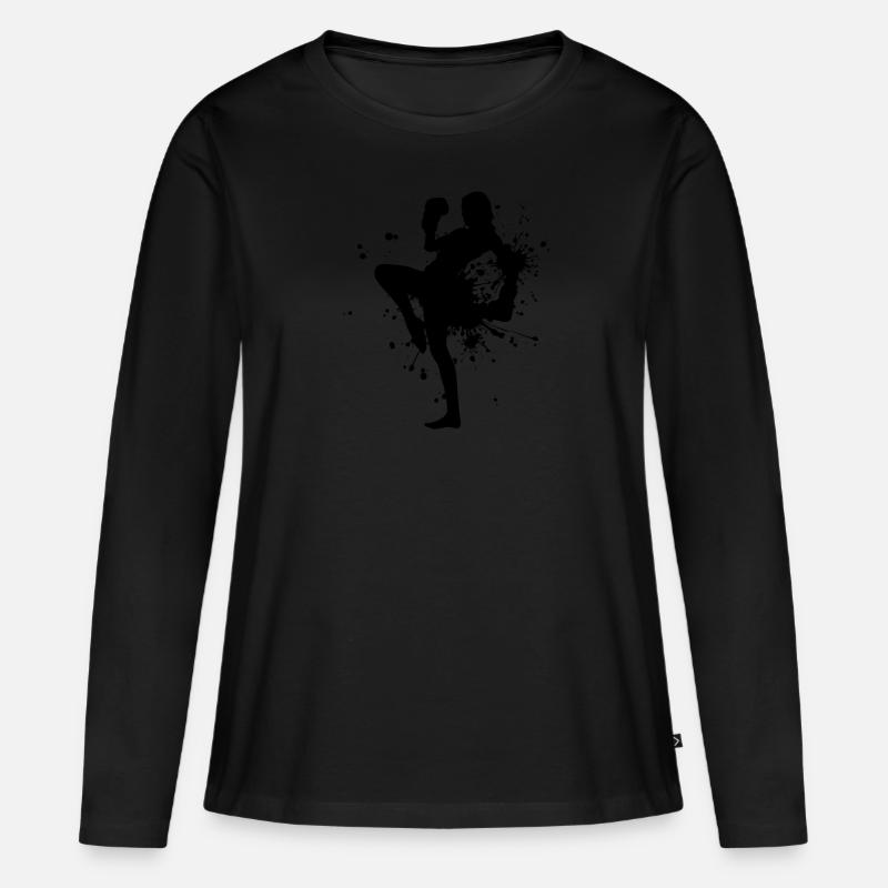 Kickbox Boxen Boxing Kickboxen Kickboxer - Frauen Premium Bio Langarmshirt - Schwarz