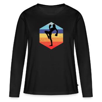 Kickboxing Kickboxing Kickboxing Hommes Boxe - T-shirt manches longues Premium bio Femme - noir - Devant - Julia (174cm)