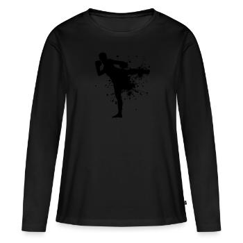 Boxe Thaï Hommes Muay Thaï Boxeur Thaï Boxe Thaï - T-shirt manches longues Premium bio Femme - noir - Devant - Julia (174cm)
